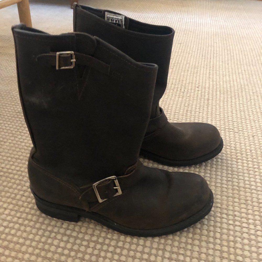 Dark Brown Buckle Frye Boots - Size 9.5/10